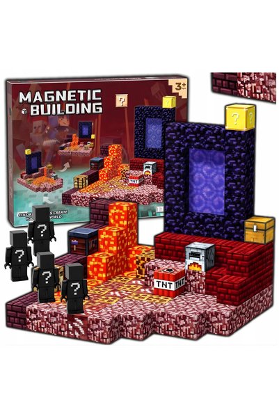 Salma Blocuri magnetice de constructie, 128 piese, compatibile Minecraft, joc...
