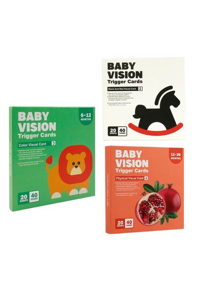 sallma Set 3 carti pentru stimularea vizuala a bebelusului color, 3-36 luni