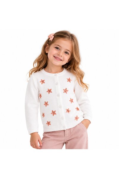 Neon Girls' Star Sequined Buttoned Knitted Cardigan (2/3/4/5 Years)