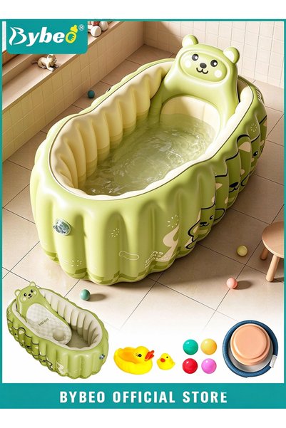 BYBEO 10PCS Inflatable Baby Bath Tub, Foldable Bath Support Tub, Portable Bab...