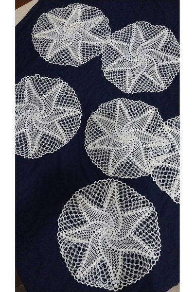 Papatyam Crochet Bedroom Set Made of Cotton Rope with a Diameter of 25 Centim...