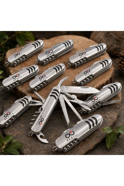 Bk Gift Logonuza Özel 10 Adet 11 Fonksiyonlu Çok Amaçlı Metal Çakı
