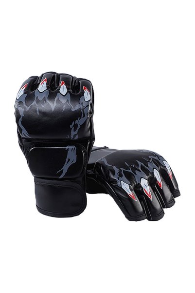 Noonedibs Mănuși de box cu jumătate de deget, din piele îngroșată, cu design ...
