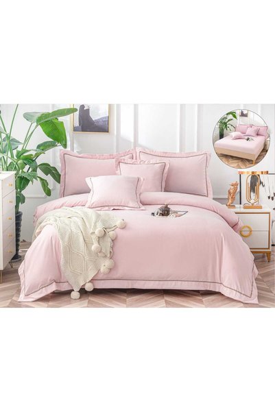 Truva Home Lenjerie de Pat Dublu cu Elastic | 6 Piese | Bumbac Neted Premium ...