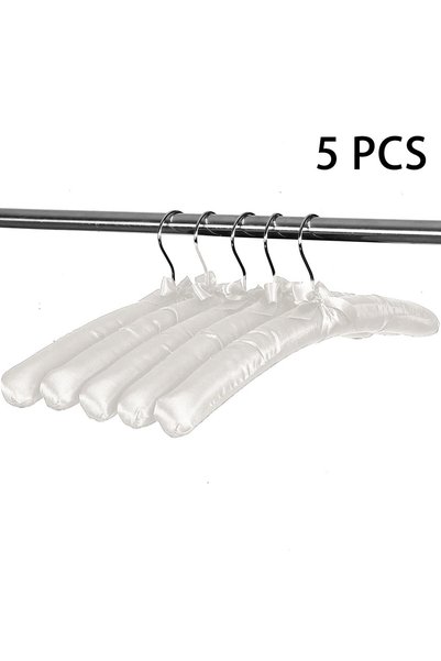 Noonedibs Pachet de 5 umerașe din satin, umerașe pentru pulovere, rochii de m...