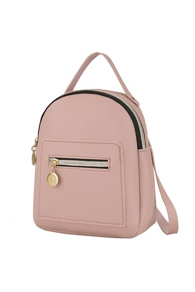 Noonedibs Rucsac din piele PU pentru femei, drăguț, casual, cu buzunare cu fe...