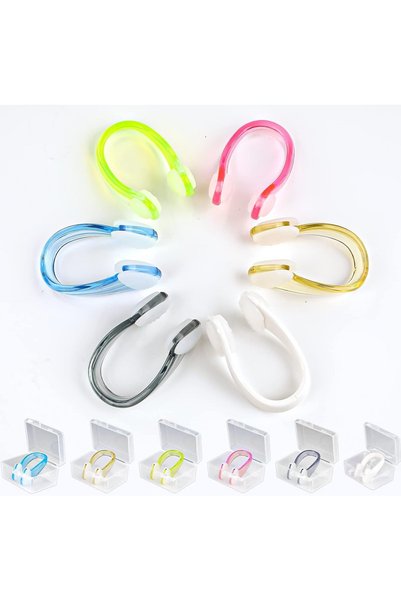 Noonedibs Clemă de nas pentru înot, pachet de 6 cleme de nas din silicon cu c...