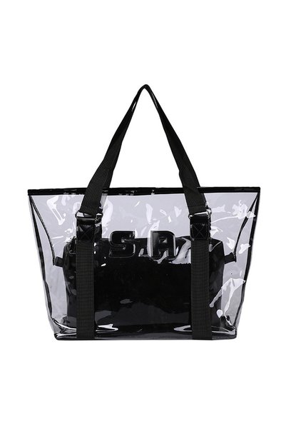 Noonedibs Genți de umăr din PVC cu litere transparente pentru femei și fete, ...