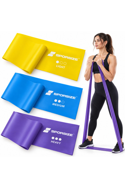 Sporsize Otvorena traka za pilates 150 cm x 15 cm – TPE traka za otpornost, t...