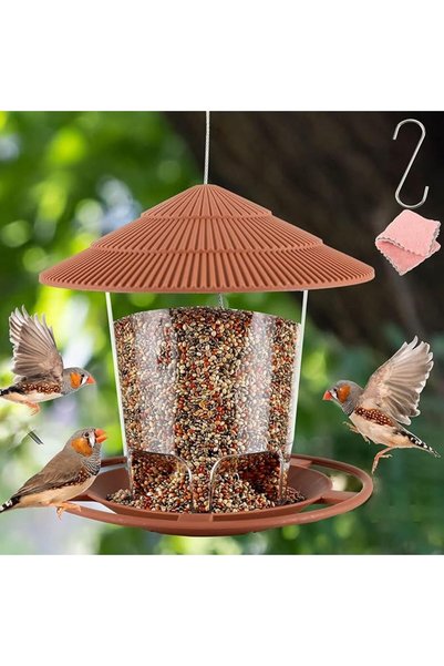 AZONEE Hanging Bird Feeder, Outdoor Bird Feeder with Round Roof, 40Oz Large C...