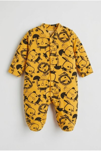 zumino Baby Boy Animal Patterned Jumpsuit with Snap-On Booties