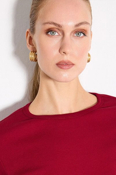 Gusto Three Row Hoop Earrings - Gold