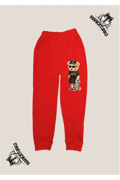 MarkaTurko Patented Bear Printed Unisex Special Design Cotton Red Children's ...