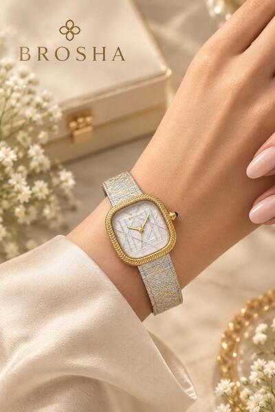 Brosha Prosha Women's Soft Silver-Gold Watch with Classic Engraved Design - a...