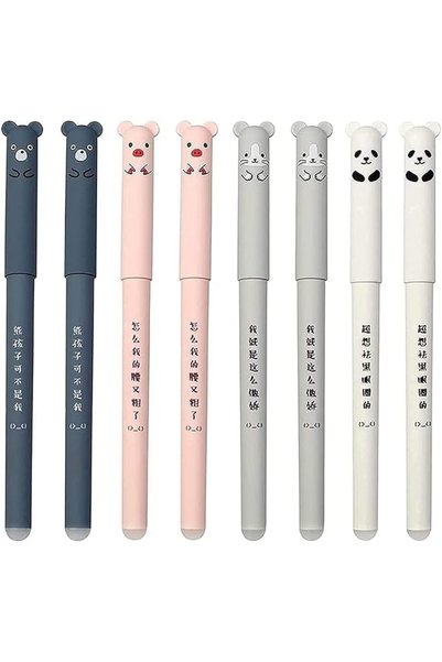 SYOSI 8 Pcs 0.35 mm Erasable Pens Rub Out Pens Rollerball Pens Cute Cartoon A...