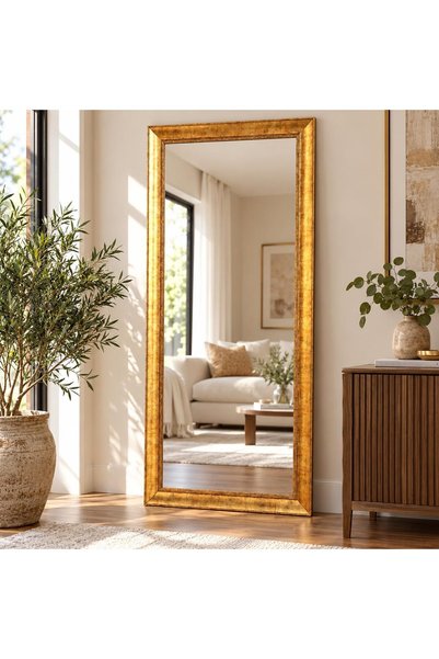 Generic Full Length Wall Mirror 173 x 73 cm – Antique Gold PVC Frame, Large R...