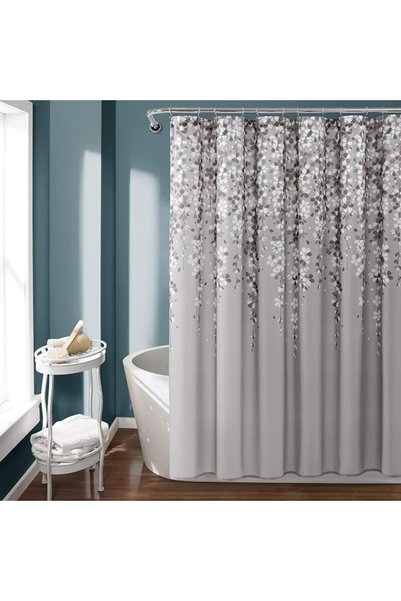 Lush Decor ستارة حمام بتصميم زهور متساقطة، مقاس 72 × 72 بوصة، لون فيروزي