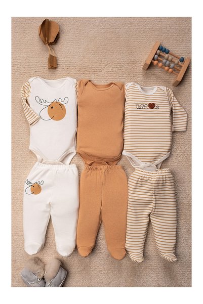 LittleElephant Deer Patterned Bottom and Top Baby 6 Pieces