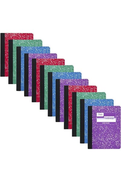 Mead دفتر ملاحظات، 12 قطعة، ورق مسطر عريض، 24.8 سم × 19 سم، 100 ورقة لكل دفتر...