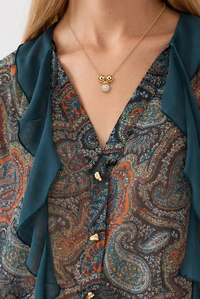 Gusto Top Accessory Stone Detailed Necklace - Gold