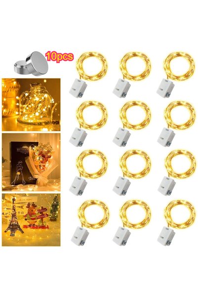 Choice أضواء LED دافئة - 10 قطع، سلسلة أضواء من الأسلاك النحاسية تعمل بالبطار...