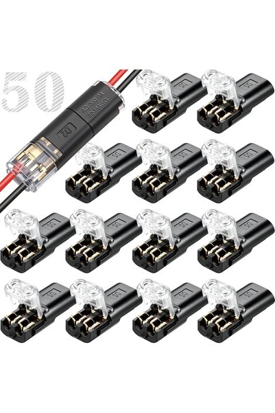 Generic 50 قطعة من موصلات الأسلاك ثنائية السن، أطراف توصيل كهربائية سريعة منخ...