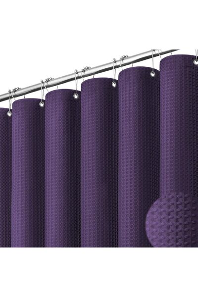 Generic Extra Long Waffle Shower Curtain 256 GSM Fabric 72"x84" Purple