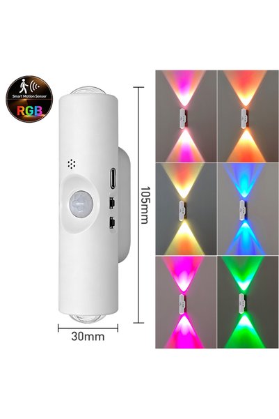 Choice 1pcs White-RGB Double Head RGB LED Night Light with Motion Sensor Rech...