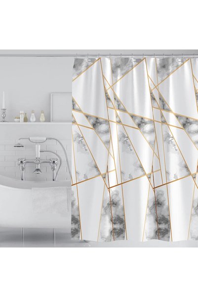 Generic DEARARTBath Golden Border Marble Shower Curtain Quick Dry, 150''W × 1...