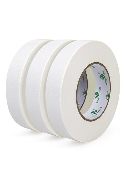 Generic 3 عبوات من شريط لاصق أبيض مقوى 25 مم × 50 متر، شريط غافر عالي التحمل ...