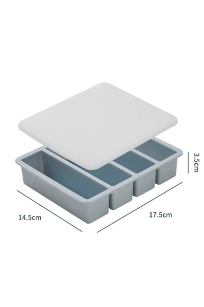 Choice Blue with Lid New 4 Grids Food Freezing Molds Silicone Extra Large Foo...