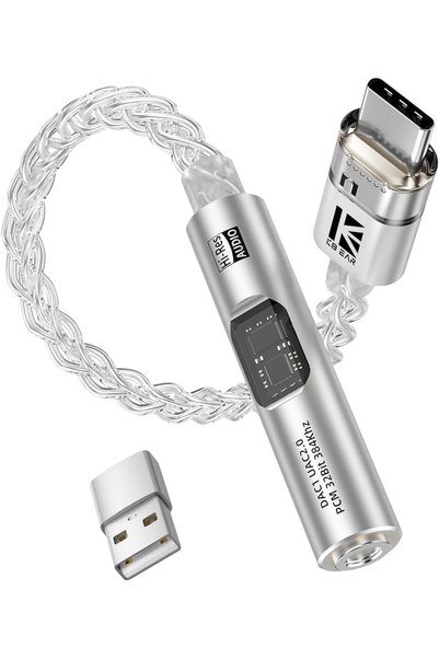 Generic محول KBEAR من USB-C إلى مقبس 1/8 بوصة - مضخم صوت DAC، فضي اللون