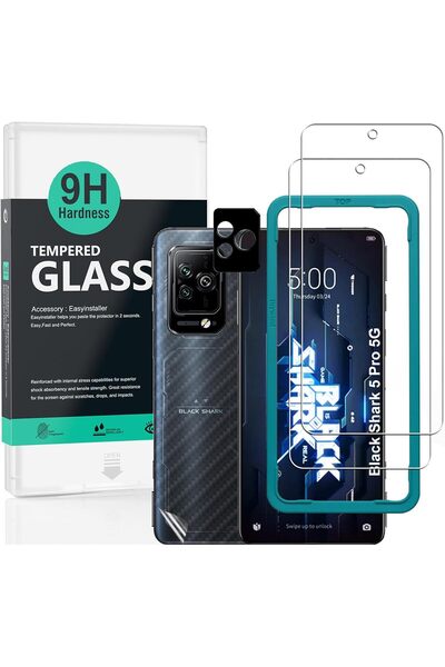 Generic واقي شاشة لهاتف بلاك شارك 5 برو 5G مقاس 6.67 بوصة، عبوة من قطعتين، زج...