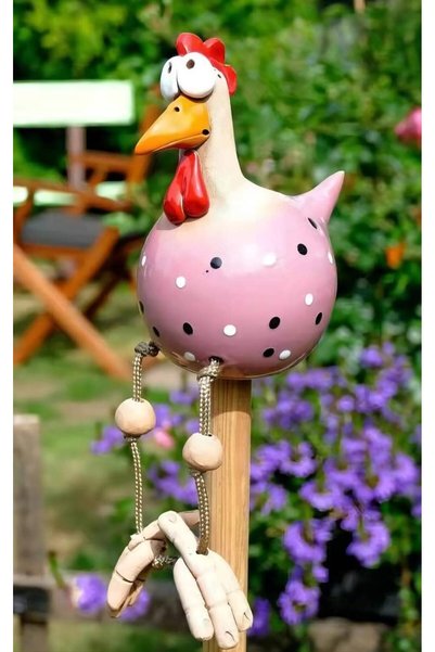 Noonedibs Decor gradina pui ceramic, figurina rasina rezistenta intemperii pe...