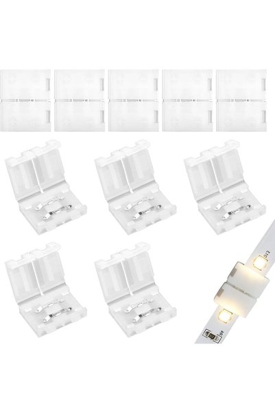 Generic 10 قطع موصل شريط LED ثنائي السن 3528 2835، موصل شريط LED 8 مم للربط ب...