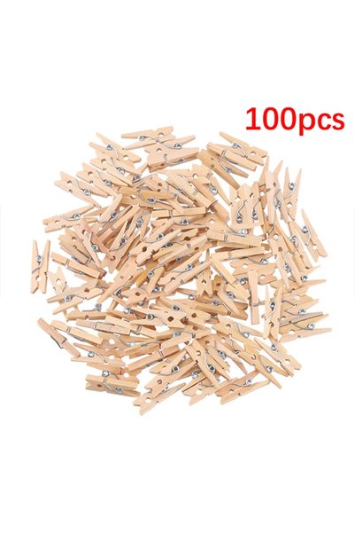Choice Wood color-100PCS Mini 25mm Natural Wooden Clips Photo Clips Clothespi...