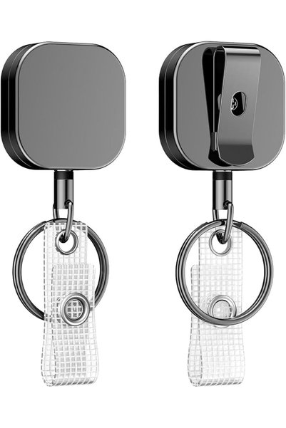 JOYZZZ Badge Reel Keychain, 2 PCS Heavy Duty Metal Retractable ID Holder with...