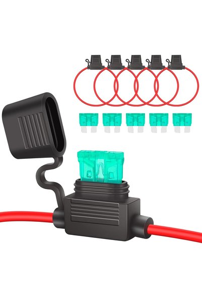 Generic 5 قطع حامل فيوزات قياسي 12AWG 12 فولت مع فيوزات قياسية 30 أمبير