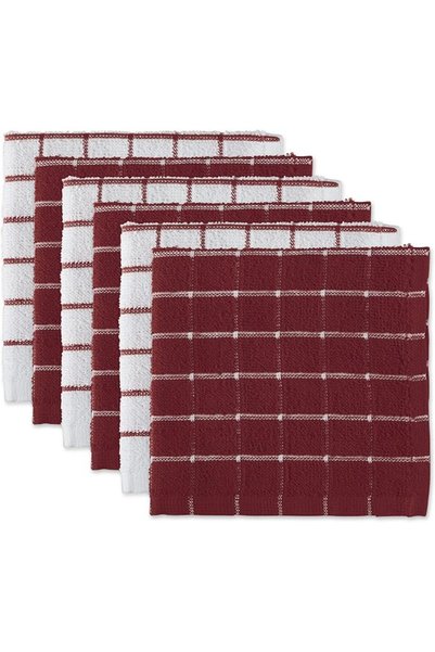 DII Basic Terry Collection Windowpane Dishcloth Set, 12x12, Yellow, 6 Piece