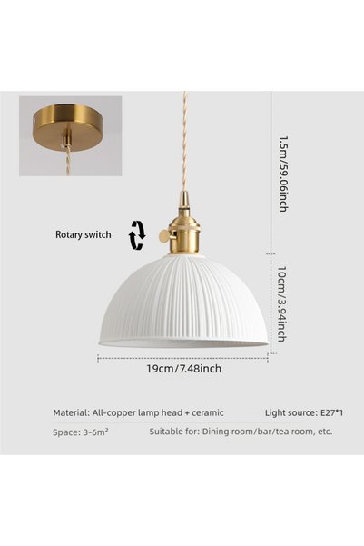Choice WHITE Retro Ceramic Pendant Light Artistic Mid-Century Dining Room Bar...