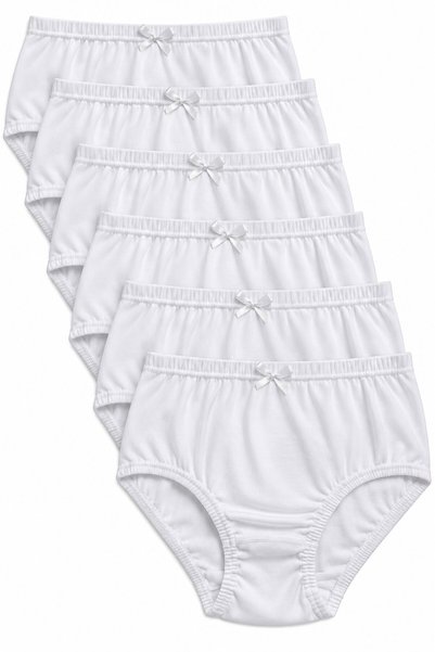 REN Women's 6-Pack White 100% Cotton Ribbed Kom Bato Panties High Underwear