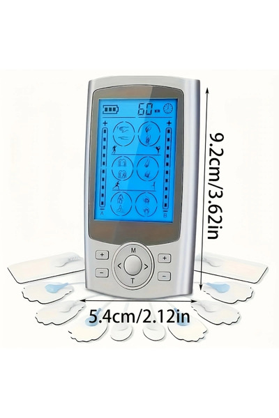 Choice جهاز تحفيز العضلات المحمول الفضي TENS EMS - 36 وضعًا، قناتان، قابل لإع...