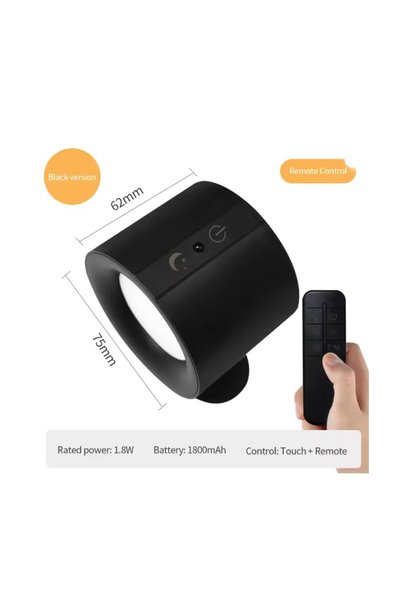 Choice 0-5W Black Magnetic 360° Rotating LED Wall Light, Touch Remote Control...