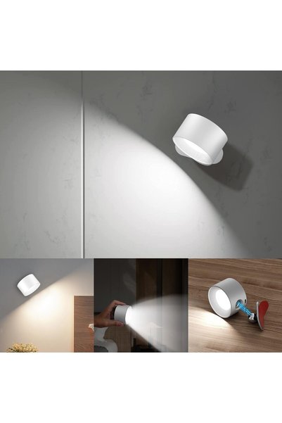 Generic شمعدانات حائط LED بيضاء، كرة مغناطيسية تدور 360 درجة