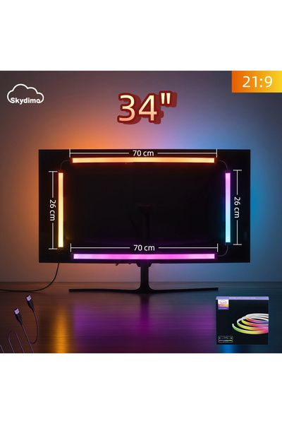 Choice 4S- 34 بوصة WACUAAO 360 °   إضاءة خلفية لشاشة الكمبيوتر من 4 جوانب - ت...