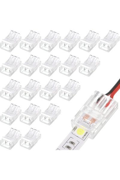 Generic 20 Pcs 2 Pin 8 mm LED Strip Connector RGB Lights