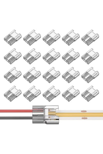 Generic موصلات شريط إضاءة LED من نوع COB، 20 قطعة، 8 مم، موصلات شريطية ثنائية...