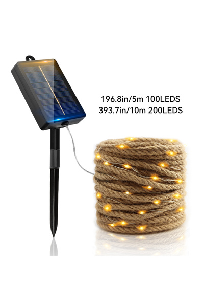 Choice مصباح حبل القنب الشمسي بطول 10 أمتار مع 200 مصباح LED، سلسلة أضواء حبل...