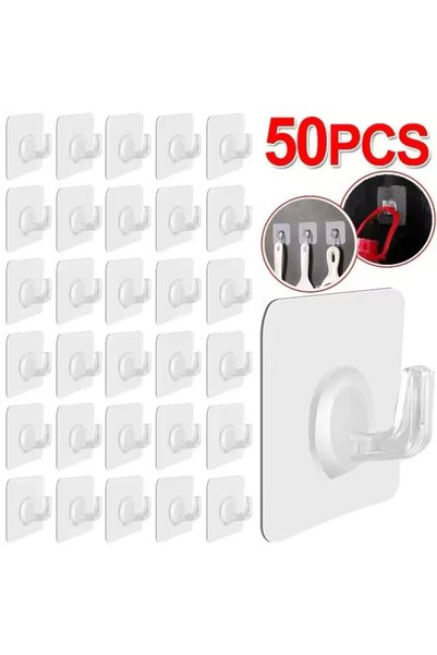 Choice 50 قطعة من الخطافات اللاصقة ذاتية اللصق شديدة التحمل، شفافة، للتعليق ع...