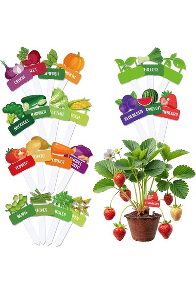 Generic 22 قطعة من علامات النباتات الأكريليكية لتحديد النباتات في الحديقة، مل...